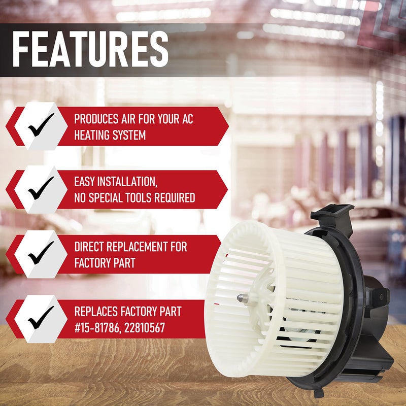 AA Ignition AC Heater Blower Motor with Fan - Compatible with Buick, Chevy, GMC & Saturn Vehicles - Enclave, Silverado, Silverado 3500 HD, Traverse, Acadia, Sierra - Replaces 15-81786, 22810567, 700236 - Image 2